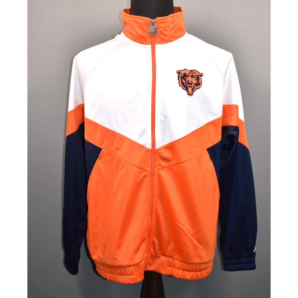 Chicago Bears NFL Starter GIII Blue/ Orange/White Full Zip Track Jacket XL NEW